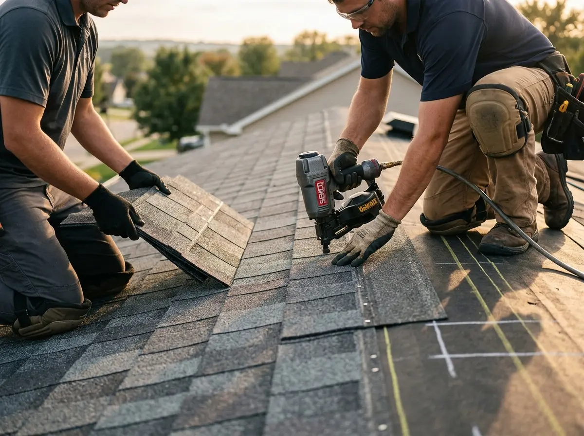 Professional roofer working on a residential roof in Lemon Grove